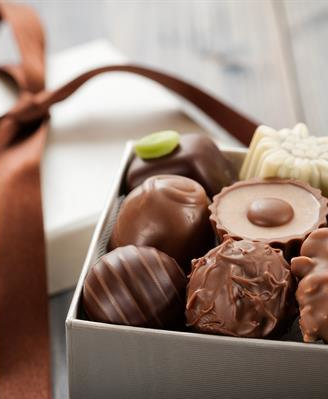 gift box filled with chocolate truffles