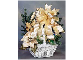 Elegant white holiday gift basket 