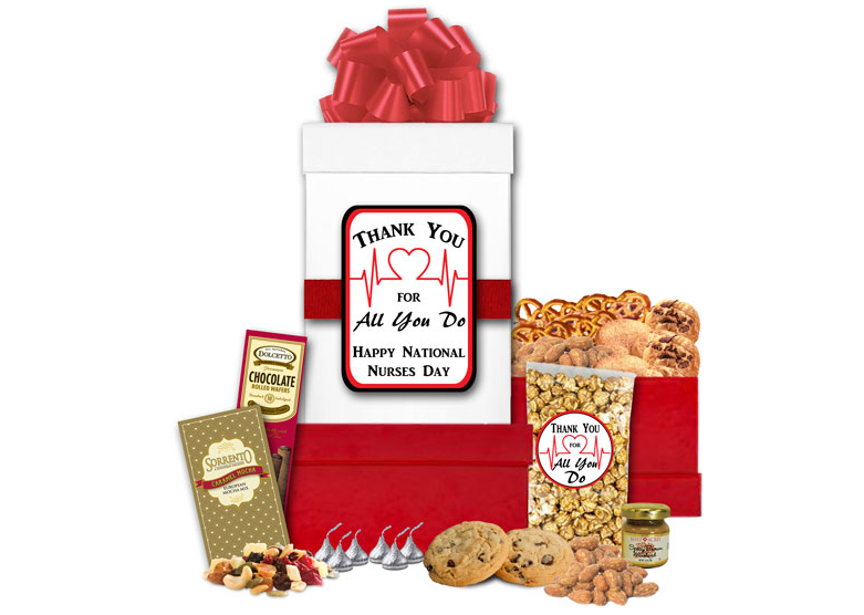 Image Gift Tower filled with sweet and savory treats