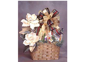 Christmas gift basket filled with delightful treats.