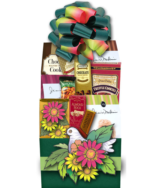 Image Easter Gift Basket filled with gourmet treats and chocolate