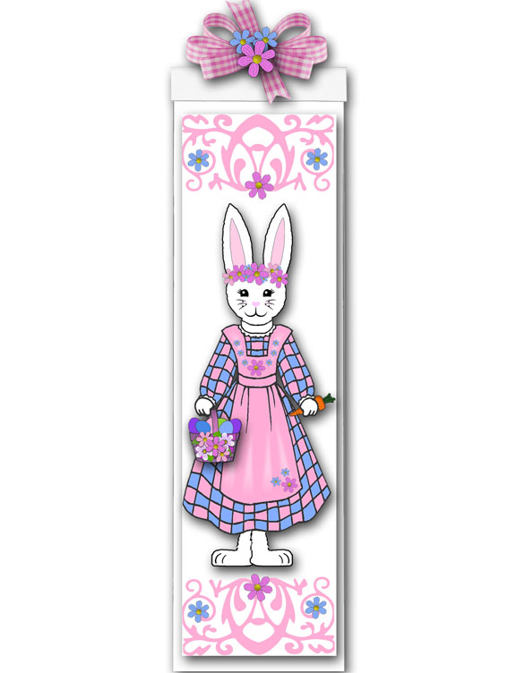 Image Easter gift box with girl bunny holding Easter egg basket