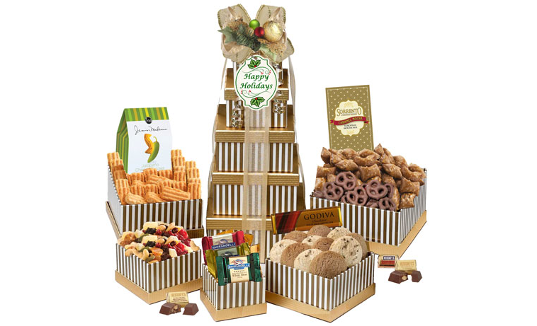 Holiday Greetings gift tower