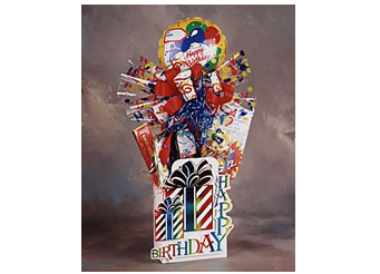 Happy Birthday to You gift box gourmet popcorn and chocolates.