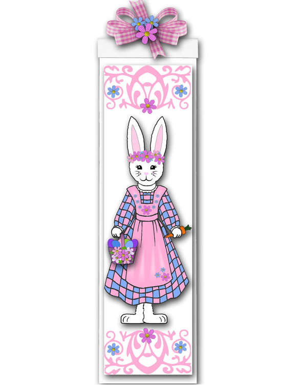Image Easter gift box with girl bunny holding Easter egg basket