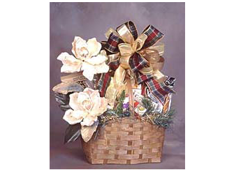 Christmas gift basket filled with delightful treats.