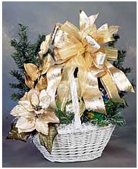 Elegant white holiday gift basket 